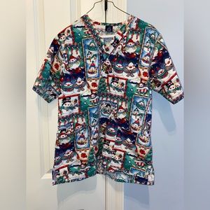 Christmas Scrub Top Scrubs by Barco Sz Small